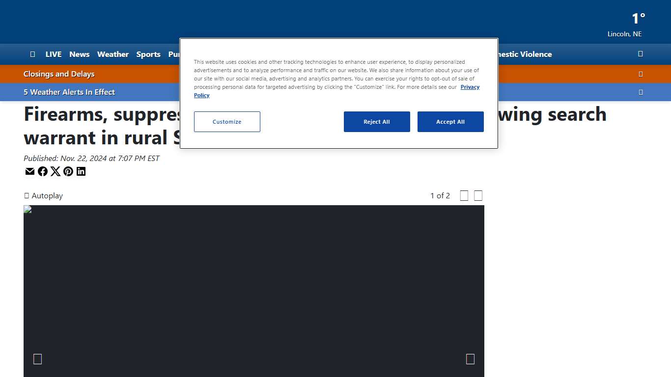 Firearms, suppressors, and ammunition seized following search warrant in rural Saunders County.