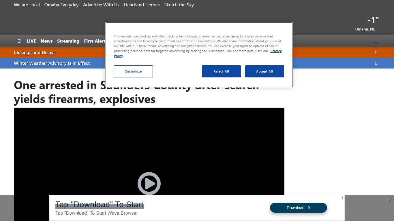 One arrested in Saunders County after search yields firearms, explosives